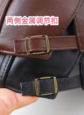 秋冬新款真皮帽子男女绵羊皮鸭舌户外中老年贝雷前进帽薄款单帽