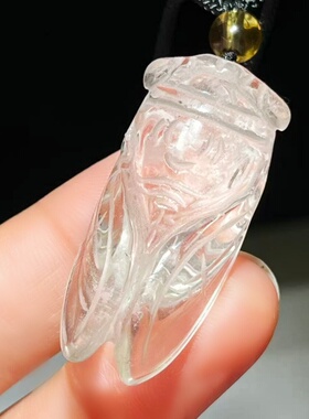 天然白水晶雕刻一鸣惊人吊坠男女