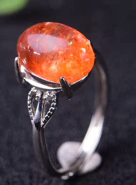 天然草莓晶镶嵌节日一物一图婚戒