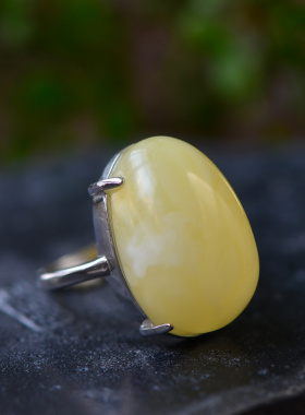 雕刻件金蝉一鸣惊人镶嵌蜜蜡戒指