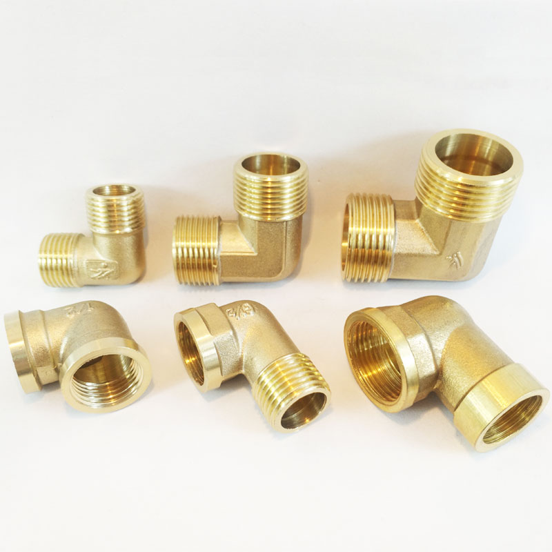 黄铜水管弯头螺纹铜弯头内外丝铜转接头双外牙水管加厚4分6分1寸 - 图1