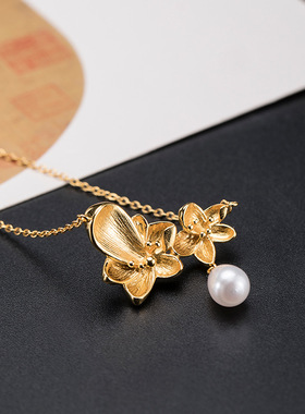 花朵珍珠唯美风饰品吊坠项链