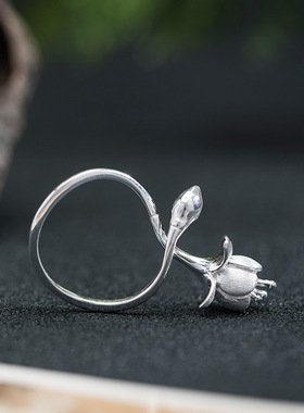 灯笼花戒指S925银饰新中式女