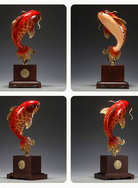 黄铜工艺品鱼跃高升摆件家居客厅室内装饰酒柜摆设乔迁礼品