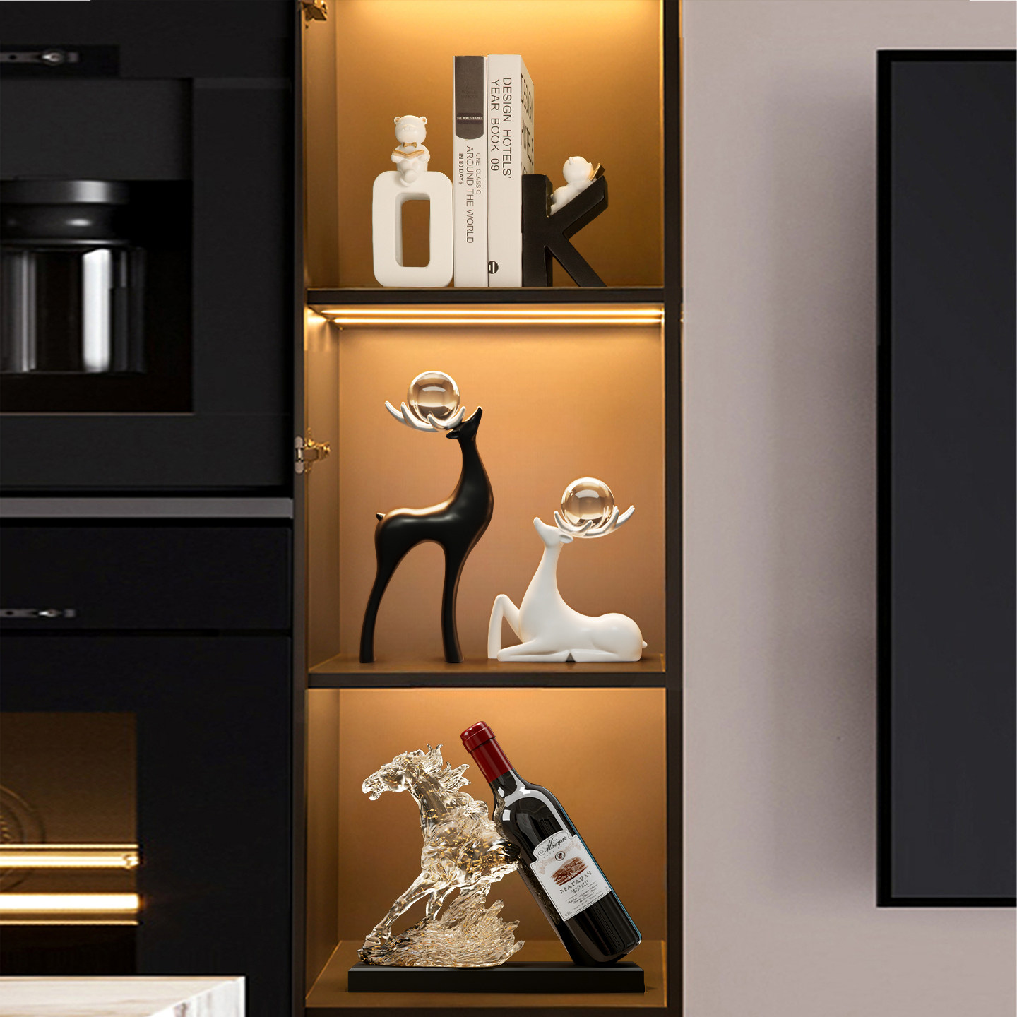 马到成功红酒架摆件轻奢高档客厅2025新款电视柜餐边柜酒柜装饰品,淘宝优惠券,粉丝福利购,淘宝优惠卷