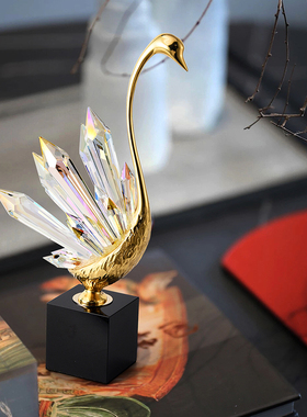 速发轻厅水晶天鹅工艺品摆件家居饰品客婚玄关酒柜装饰品结奢礼物