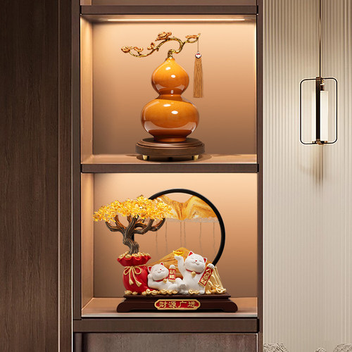 新中式陶瓷葫芦摆件客厅玄关电视柜酒柜装饰搬家礼物乔迁新居礼品 - 图2