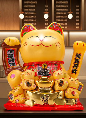 陶瓷招财猫2026新款摆件电动摇手店铺前台收银台乔迁布置装饰用品