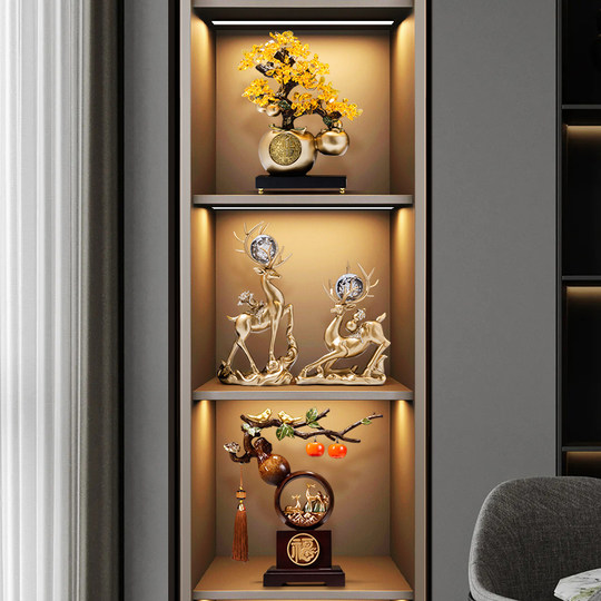 招财鹿摆件一对客厅玄关电视柜酒柜装饰品轻奢高档乔迁新居礼品