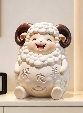 得亿羊羊治愈低饱和系存钱罐桌面装饰品摆件卧室乔迁新居实用礼物