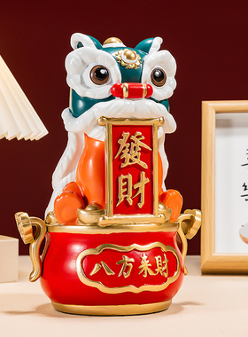 国潮文创醒狮摆件招财开业礼物
