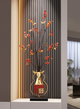 招财鹿入户玄关装饰摆件客厅电视柜壁龛仿真花艺搬家乔迁新居礼物