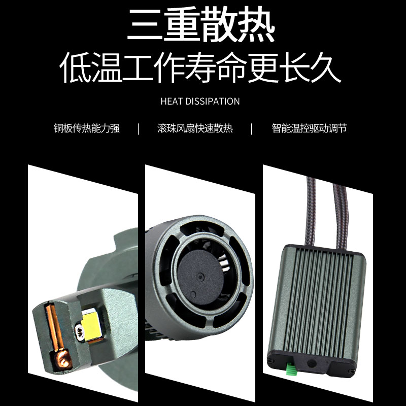 石栏汽车LED大灯60W80W超亮内置灯泡9005H11D2H9012H4H7H1远近光