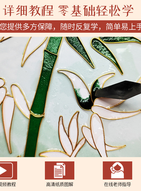 梅兰竹菊景泰蓝掐丝珐琅画手工diy材料包非遗手工学生团建文创