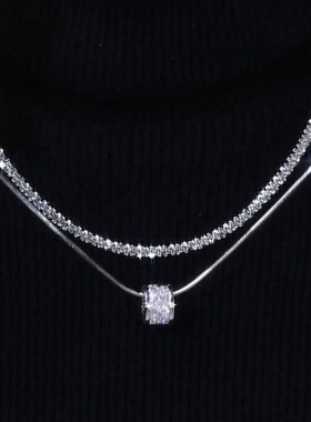 双层波光粼粼叠戴小蛮腰项链韩版时尚气质网红满天星设计感锁骨链