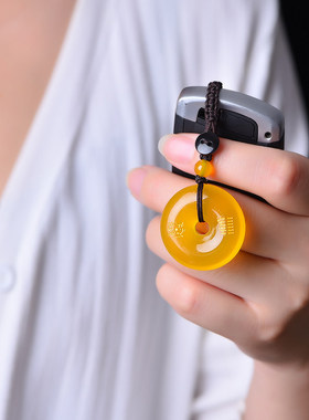 天然黄水晶吊坠玛瑙平安扣