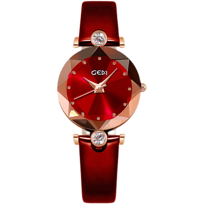 瑞士正品新款小表盘女表时尚潮流红色皮带女士手表防水女学生礼品