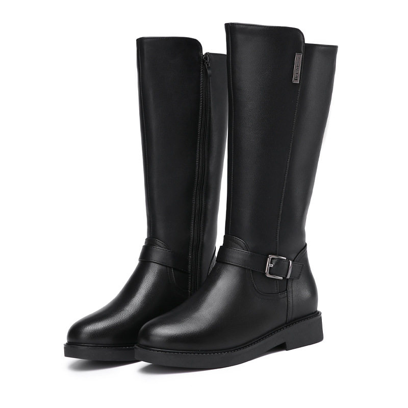 冬季靴子女真皮平底中筒靴加厚羊毛高筒大棉女靴厚底大码女鞋冬靴,淘宝优惠券,粉丝福利购,淘宝优惠卷