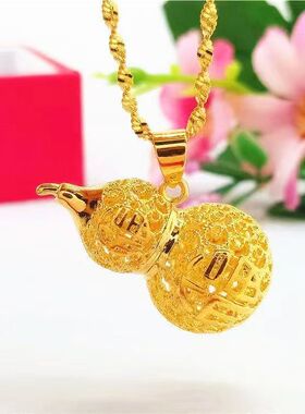 9999真金项链24k葫芦吊坠不掉色