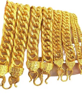 24k金老板链黄金手链马鞭链9999