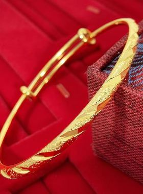 9999真金24k流星雨推拉黄金手镯