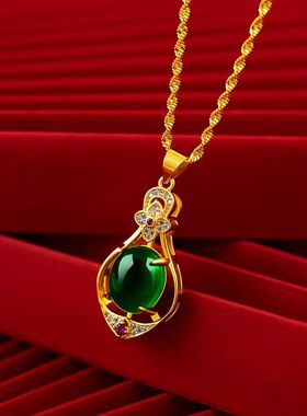 24k金水波链宫廷爱心璀璨心吊坠