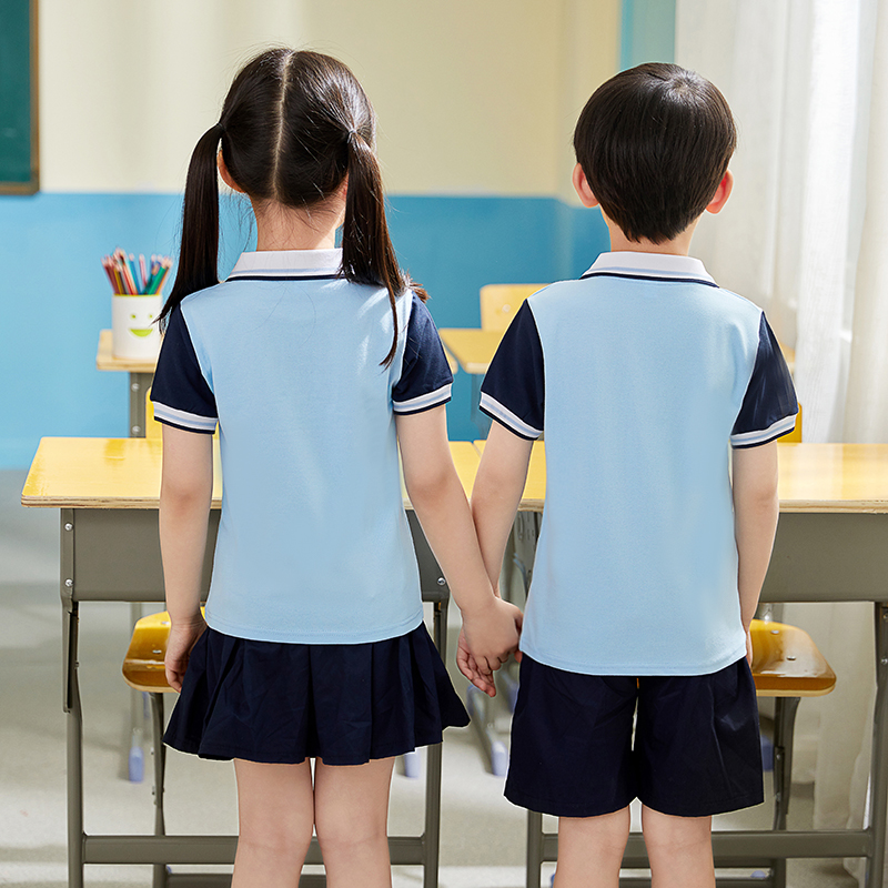 幼儿园园服夏装短袖套装英伦学院风儿童班服表演服小学生校服班服