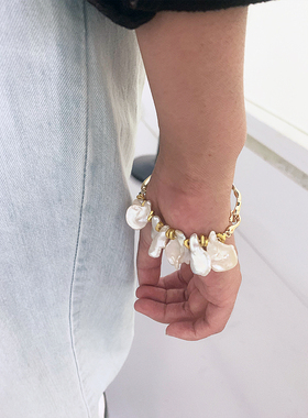 天然淡水珍珠无核花瓣手链