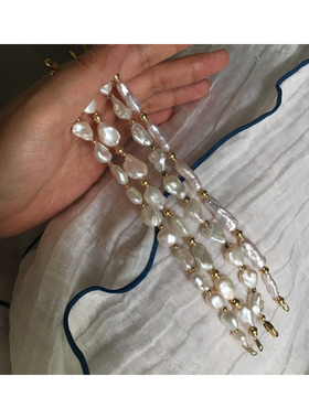 小众天然淡水珍珠手链极光碎银子