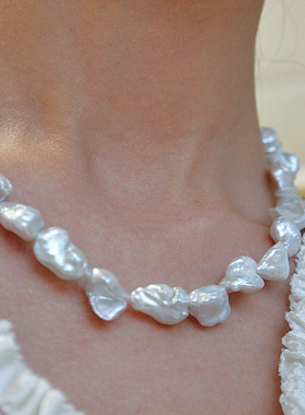 女天然淡水珍珠项链不规则巴洛克