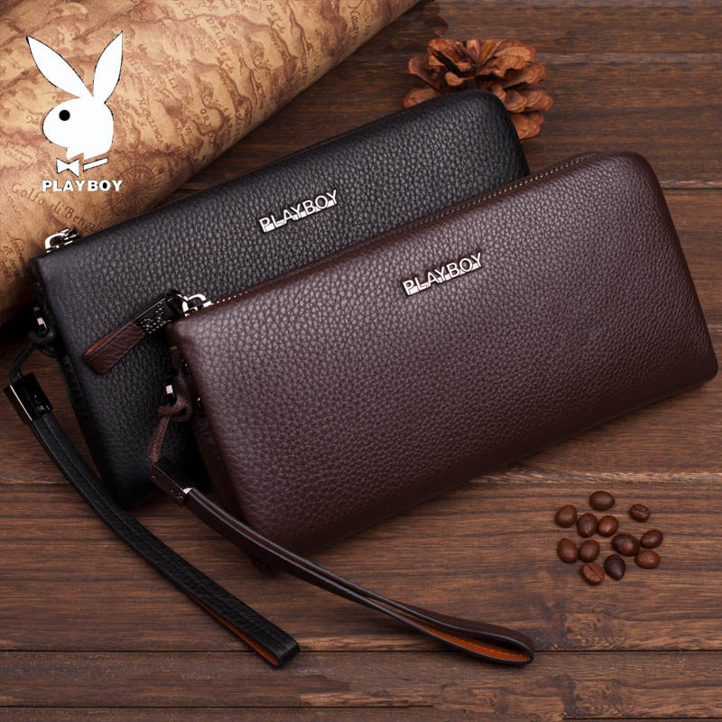 花花公子长款拉链头层牛皮钱包 多佩雅箱包钱包