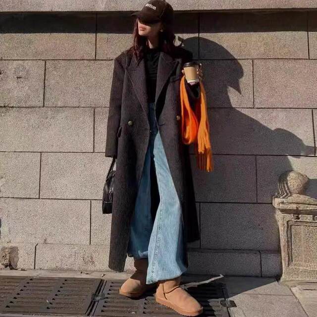 Hepburn style wool high-end camel velvet double-sided cashmere coat for women mid-length 2025 new suit collar jacket