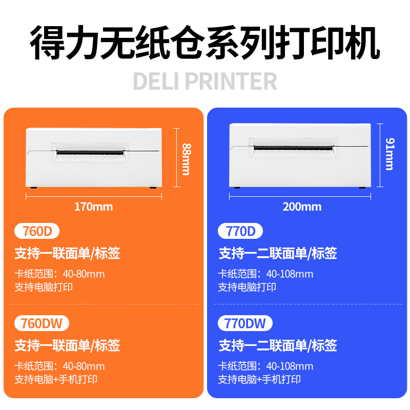 顺丰得力快递打单机热敏标签打印机商用一联单打印便携式打单机条码不干胶电子面单打印机器便携式蓝牙打印机-图1