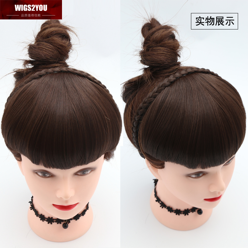 Wigs2you假发刘海 齐刘海麻花辫发箍留海 时尚流海新娘假发补发片 - 图1