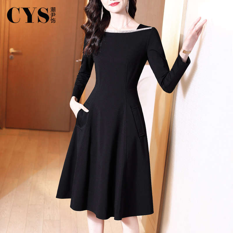 赫本风小黑裙秋装2020年新款连衣裙 潮尹饰连衣裙