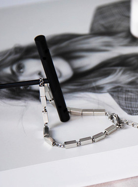 小方块手链女ins风简约气质小众设计感钛钢嘻哈手环百搭手饰品