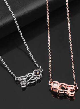 【保色金】网红抖音热卖520锁骨链项链女100种语言我爱你项坠吊坠