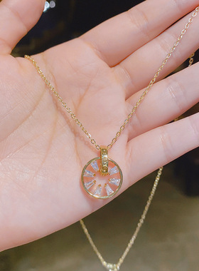 【真金电镀】彩金项链女保色锁骨链学生森系清新网红圆环吊坠潮