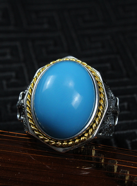 纯银复古做旧戒指空托