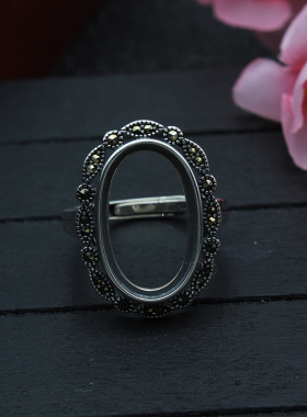 戒指托复古民族镶嵌琥珀松石