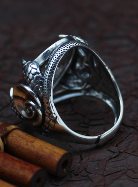 男925纯银复古做旧龙爪子戒指托