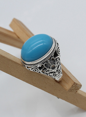 纯银兽面复古戒指空托