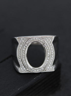 925纯银戒托男款带爪镶嵌戒指