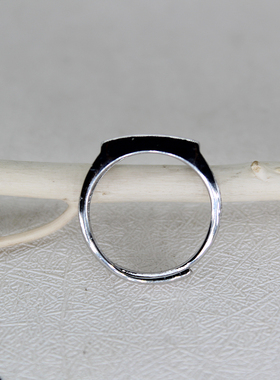 纯银方形戒指空托