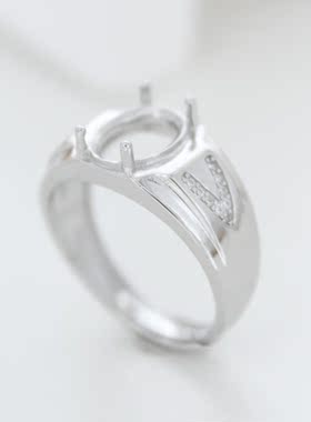 雪之心男925纯银商务戒指托戒托