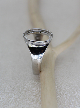 纯银光面中性风男士戒指空托