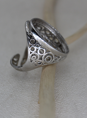 925纯银网底封底镂空男戒指空托13.5*20 15*19 15*22 15*19mm戒托