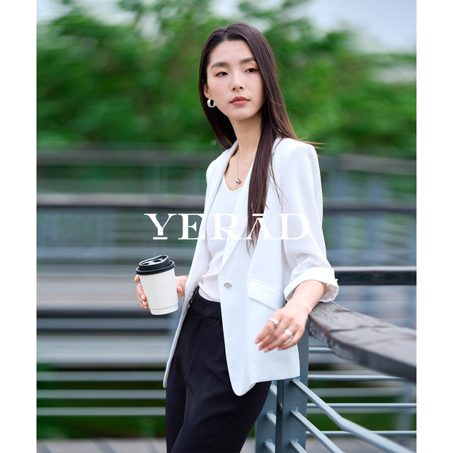 Yalida ເສື້ອເຊີດສີຂາວ ເສື້ອແຂນຍາວສາມສ່ວນ