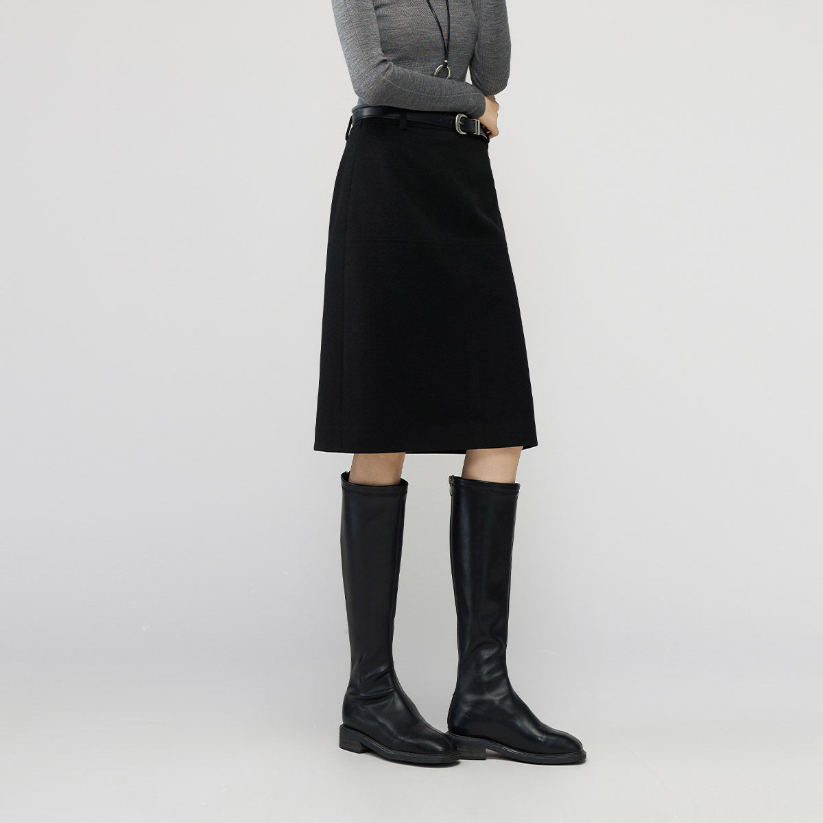 娅丽达高级气质黑色毛呢半身裙女冬季新款a字裙子羊毛小个子中裙,淘宝优惠券,粉丝福利购,淘宝优惠卷