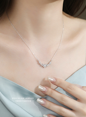 6iu6iu原创925银紫藤花小清新简约百搭闺蜜锁骨链女项链